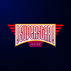 Sport emblem typography. Super star hero logotype sticker for your t-shirt, print, apparel