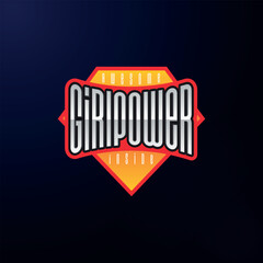 Sport emblem typography. Super girl power hero logotype sticker for your t-shirt, print, apparel