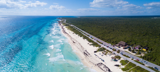 Aerial view of Playa Chen Rio beach in Cozumel