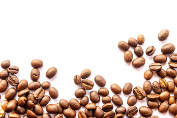 Close up of Coffee beans on white background