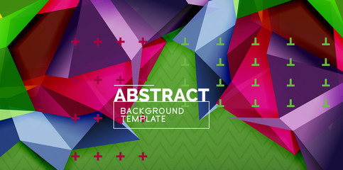 Color geometric abstract background, minimal abstraction design with mosaic style 3d shape