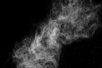 white powder effect splash for makeup artist or graphic design in black background