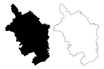 Fototapeta premium Ilustracja wektorowa mapy Monmouthshire (Wielka Brytania, Walia, Cymru, główne obszary Walii), szkic bazgroły Mapa hrabstwa Monmouthshire
