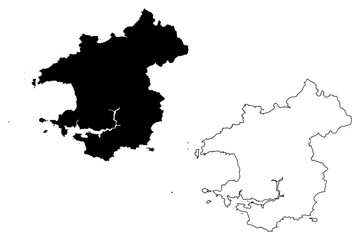 Pembrokeshire (United Kingdom, Wales, Cymru, Principal areas of Wales) map vector illustration, scribble sketch Pembrokeshire map
