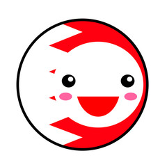 Kawaii Bahrain flag smile. Flat style. Cute cartoon isolated fun design emoticon face. Vector art anime illustration for celebration holiday decoration element. Business card with template icon. 