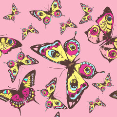 Naklejka premium beautiful pink butterflies, isolated on a white