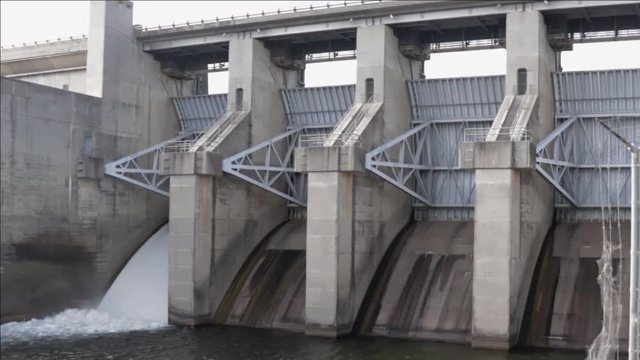 Dam Gate open and water flowing