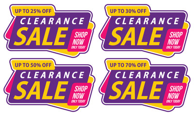 Sticker Template Sale Special Promotion Clearance Special Offer up to 25%, 30%, 50%, 70% Vector illustration - Vector