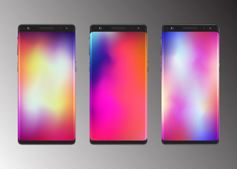 Smartphone with abstract colorful gradient screen wallpaper
