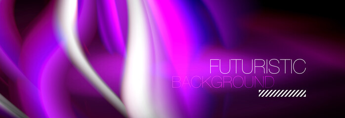 Fluid color neon wave lines background, neon liquid color futuristic paint template
