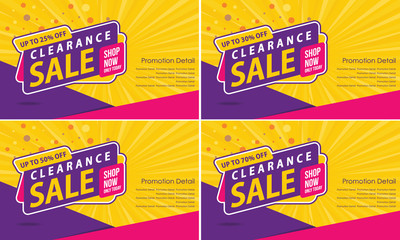 Poster and Banner Template Sale Special Promotion Clearance Special Offer up to 25%, 30%, 50%, 70% Vector illustration - Vector