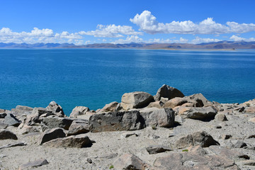 China. Great lakes of Tibet. Clouds over Lake Teri Tashi Namtso