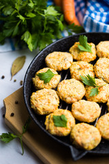 Meatball with chicken and carrot, celery