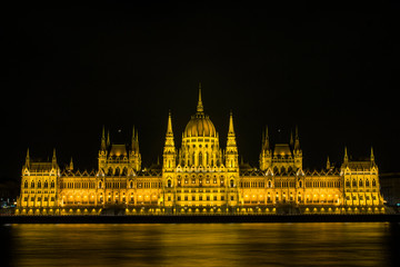Beautiful Parliament building in Budapest at night. Hungary