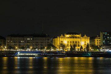 Historic house in Budapest at night. Hungary