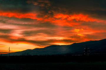 Fototapeta premium red sky clouds