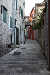 Fototapeta na wymiar Street in old town of Herceg Novi, Montenegro