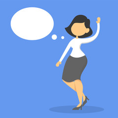 Business woman with empty speech bubble. Empty space