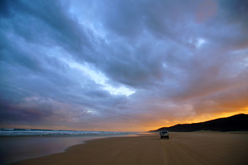 Fototapeta na wymiar Sunset at 70 Miles Beach - Fraser Island - Australia