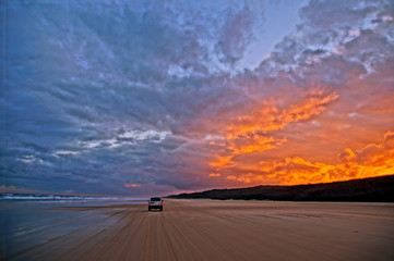 Sunset at 70 Miles Beach - Fraser Island - Australia © reindo