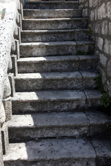 Fragment of Our Lady of the Rock church in Perast, Montenegro