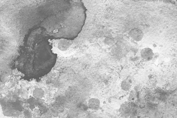 Silver watercolor and ink paper textures on white background. Chaotic stylish abstract organic design.