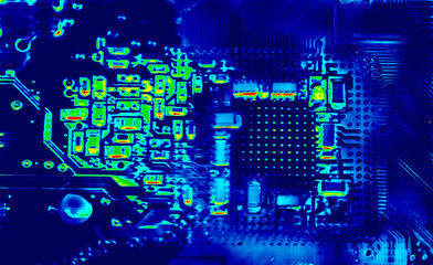 Infrared image of an electronic printed circuit board