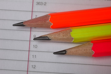 Pencils laying on spiral notebook