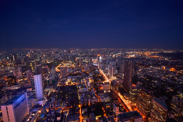 Fototapeta na wymiar ariel view of night cityscape for twilight skyline