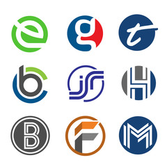 creative initial various circle letter color logo vector concept logo set