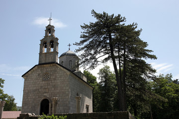 Fototapeta na wymiar Orthodox court church built 1450 in Cetinje, the old capital of Montenegro