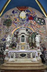 Fototapeta na wymiar Altar in Catholic Church Saint Eustache in Dobrota, Montenegro