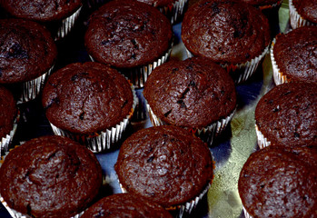 Chocolate muffin in brown paper