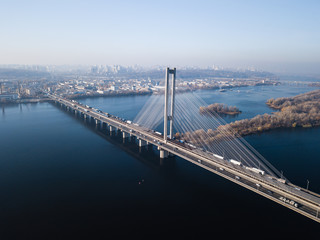 Fototapeta na wymiar Aerial of the south bridge, city Kyiv Ukraine