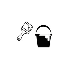 paint bucket and brush building materials icon