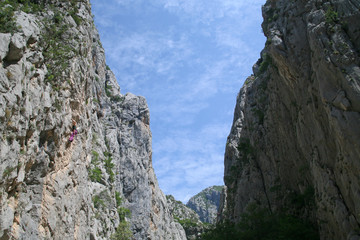 Climbing, rock wall in Paklenica national park