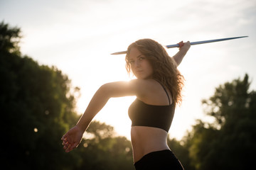 Prepared to go - woman with javelin