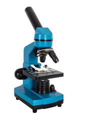 Laboratory Transmitted Light Compound microscope isolated on white background. Science Equipment, medical research concept - Image.