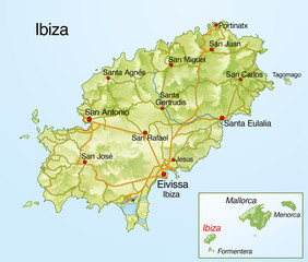 Landkarte von Ibiza