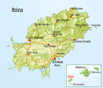 Landkarte von Ibiza