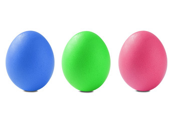 Colorful easter eggs isolated on white background. Eggs close up for designers.