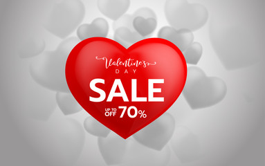 Valentines day special offer sale background with balloons heart pattern. Vector illustration. Wallpaper, flyers, invitation, posters, brochure, banners template