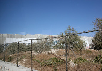 Israeli separation wall in the West Bank town of Bethlehem