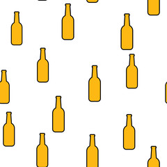 Seamless pattern of simple abstract alcoholic beer glass bottles of crafty intoxicating cold tasty beer icons for bar on white background. Vector illustration