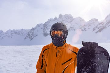 Snowboarder Snowboarding Mountain Sun