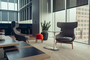 modern living room with table and chairs