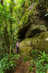 woman hiking in the forest