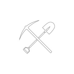 pick and shovel crossed. flat vector icon