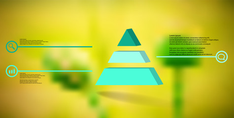 Fototapeta premium 3D illustration infographic template with embossed triangle divided to three parts