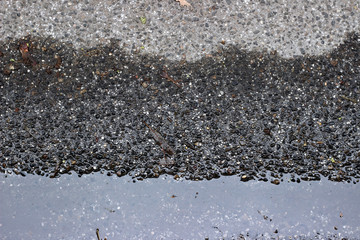 Wet asphalt puddle water pavement sidewalk surface texture